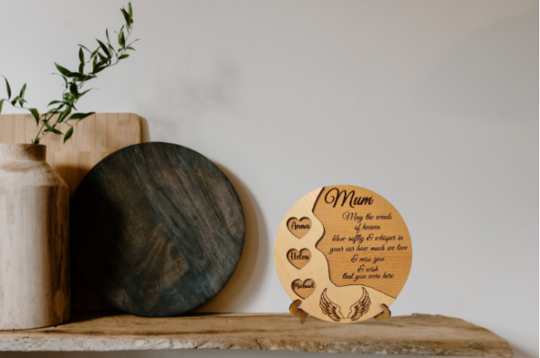 2 Wood Contrast Mum Memorial Disc 2 different wood